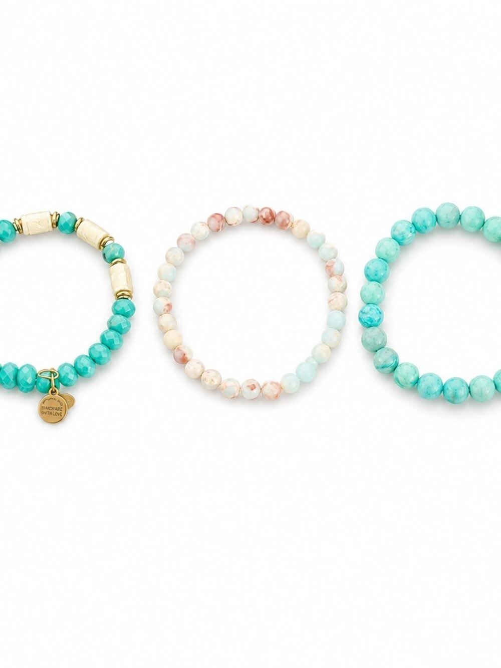 Vintage Turquoise Beaded Bracelet Trio – Boho Stackable Bundle